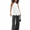 Bershka Longline Halterneck Tailored Waistcoat In White For Women -Chic Maze Sales 208313711 1 white