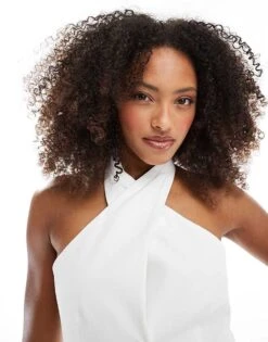 Bershka Longline Halterneck Tailored Waistcoat In White For Women -Chic Maze Sales 208313711 3