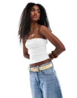 Bershka Polyamide Bandeau Top In White For Women -Chic Maze Sales 208313741 1 white 1