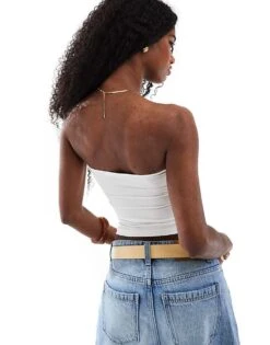 Bershka Polyamide Bandeau Top In White For Women -Chic Maze Sales 208313741 4