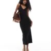 Bershka Shaping Plunge Neck Midaxi Dress In Black For Women -Chic Maze Sales 208313781 1 black