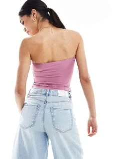 Bershka Polyamide Bandeau Top In Light Pink For Women -Chic Maze Sales 208313782 2