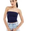 Bershka Polyamide Bandeau Top In Navy For Women -Chic Maze Sales 208313828 1 navy