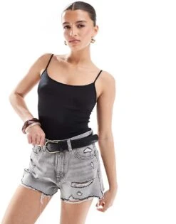 Bershka Polyamide Scoop Neck Bodysuit In Black For Women -Chic Maze Sales 208313832 1 black 1