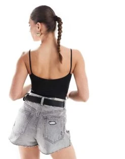 Bershka Polyamide Scoop Neck Bodysuit In Black For Women -Chic Maze Sales 208313832 3