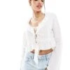 Bershka Ruffle Detail Top In White For Women -Chic Maze Sales 208313906 1 white