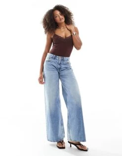 Bershka Lace Detail Bodysuit In Brown For Women -Chic Maze Sales 208313985 2