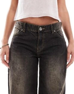 Bershka Super Baggy Wide Leg Jeans In Brown Wash For Women -Chic Maze Sales 208314022 4