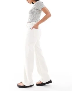 Bershka Straight Wide Leg Jeans In White For Women -Chic Maze Sales 208314038 3
