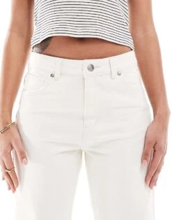 Bershka Straight Wide Leg Jeans In White For Women -Chic Maze Sales 208314038 5
