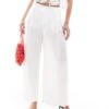Bershka Wide Leg Linen Trousers In White For Women -Chic Maze Sales 208319412 1 white