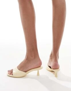 Bershka Heeled Mules In Butter For Women -Chic Maze Sales 208319683 3