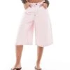 Bershka Longline Jorts In Pink Pinstripe For Women -Chic Maze Sales 208321304 1 pink