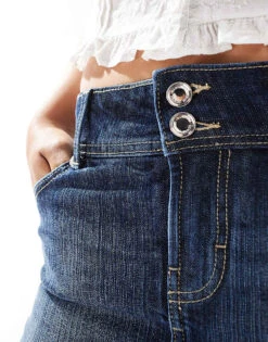 Bershka Raw Edge Denim Mini Skirt In Dark Blue For Women -Chic Maze Sales 208325066 3