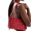 Bershka Faux Suede Studded Shoulder Bag In Red For Women -Chic Maze Sales 208370348 1 red