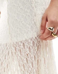 Bershka Lace Midaxi Skirt In White For Women -Chic Maze Sales 208370355 3