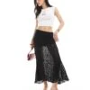 Bershka Lace Midaxi Skirt In Black For Women -Chic Maze Sales 208370368 1 black