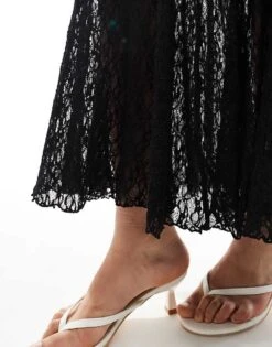 Bershka Lace Midaxi Skirt In Black For Women -Chic Maze Sales 208370368 3
