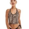 Bershka Contrast Trim Bikini Co-ord In Leopard Print -Chic Maze Sales 208376449 4
