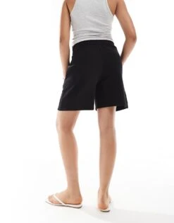 Bershka Longline Sweatshorts In Black For Women -Chic Maze Sales 208412006 4