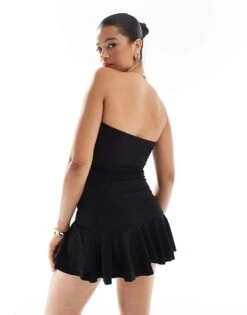 Bershka Frill Detail Bandeau Mini Dress In Black For Women -Chic Maze Sales 208412017 4