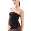 Bershka Longline Bengaline Bandeau Top In Black For Women -Chic Maze Sales 208412077 1 black