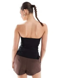 Bershka Longline Bengaline Bandeau Top In Black For Women -Chic Maze Sales 208412077 2